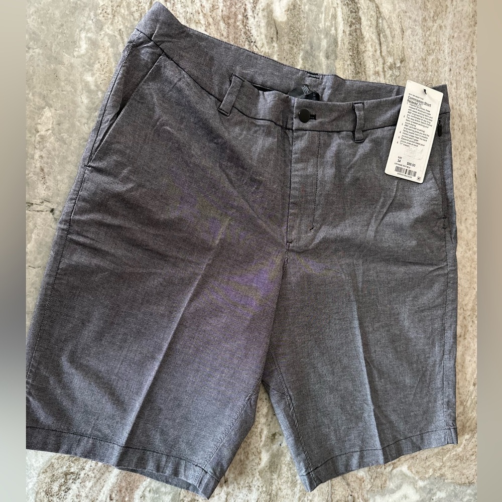 Lululemon Men's Heather Gray Flat-Front commission shorts brand new with tags
